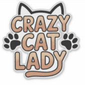 Retro Crazy Cat Lady Typografy Design Aufkleber (Vorderseite)