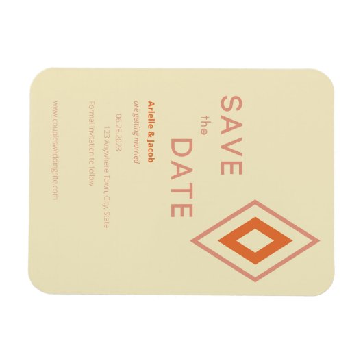 Retro Cream & Burnt Orange Geometric Modern Magnet (Horizontal)