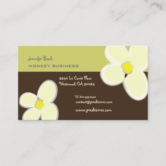 RETRO CREAM PLUMERIAS/DICKE HINTERGRUND VISITENKARTE (Rückseite)