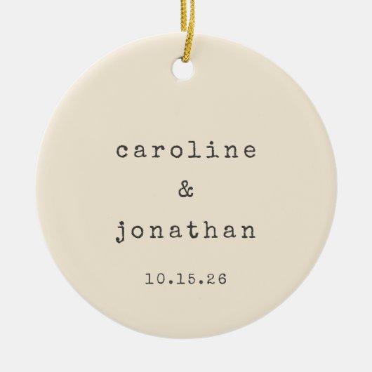 Retro Cream Schreibmaschine Custom Wedding Foto Keramik Ornament (Vorne)