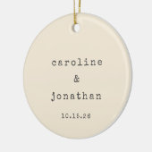 Retro Cream Schreibmaschine Custom Wedding Foto Keramik Ornament (Links)