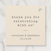 Retro Cream Schreibmaschine Custom Wedding Vielen  Geschenkanhänger (Rückseite)