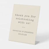 Retro Cream Schreibmaschine Custom Wedding Vielen  Sockelschild (Vorderseite)