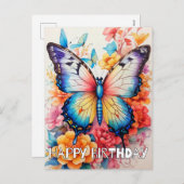 Retro Creative Butterfly & Blume Collage Feiertagspostkarte (Vorne/Hinten)
