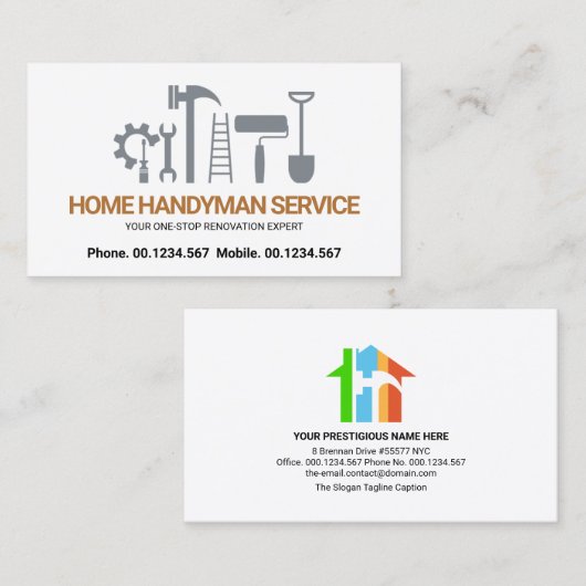 Retro Creative Handyman Tools Motif Builder Visitenkarte (Vorne/Hinten)