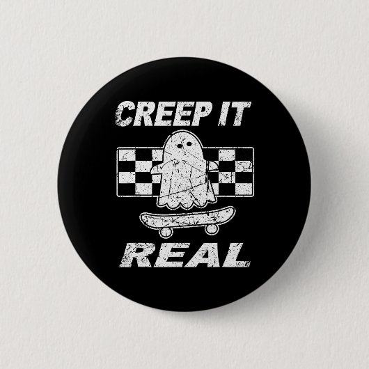 Retro Creep It Real Ghost Halloween Mens Kids Button (Vorderseite)