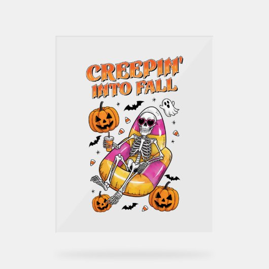 Retro Creepin in HerbstHalloween Acrylschild (Vorderseite)