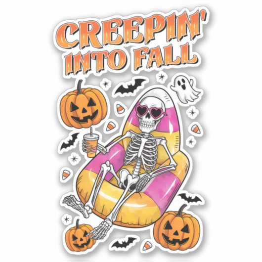 Retro Creepin in HerbstHalloween Aufkleber (Vorderseite)