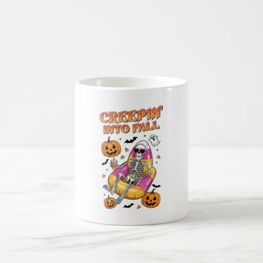 Retro Creepin into Fall Halloween Kaffeetasse (Mittel)