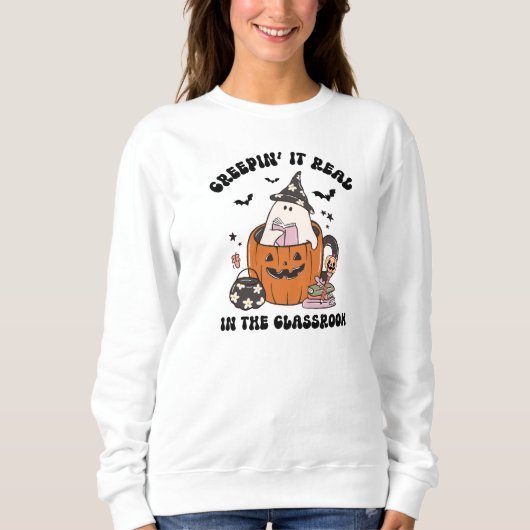 Retro Creepin’ It Real in der Klasse Lehrer Sweatshirt (Vorderseite)