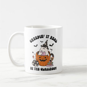Retro Creepin" It Real Teacher Halloween Kaffeetasse