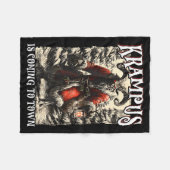 Retro Creepmas Krampus Is Coming To Town Dark Humo Fleecedecke (Vorderseite (Horizontal))
