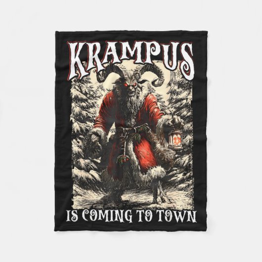 Retro Creepmas Krampus Is Coming To Town Dark Humo Fleecedecke (Vorderseite)