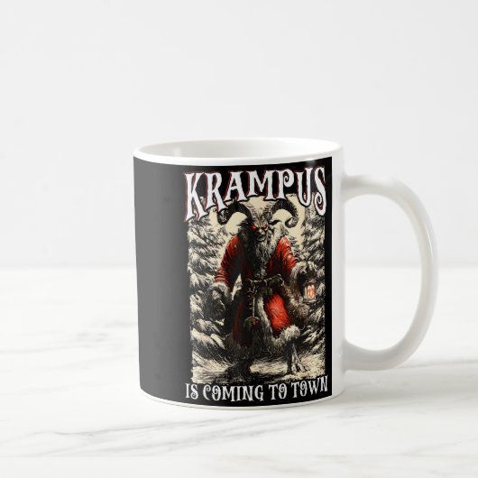 Retro Creepmas Krampus Is Coming To Town Dark Humo Kaffeetasse (Rechts)