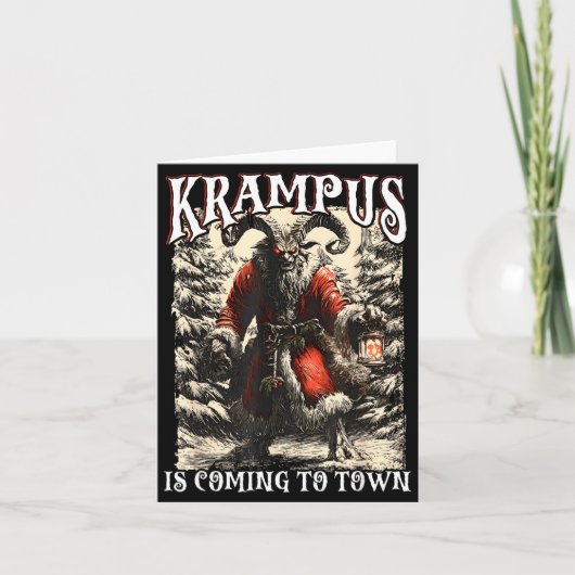 Retro Creepmas Krampus Is Coming To Town Dark Humo Karte (Vorderseite)