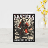 Retro Creepmas Krampus Is Coming To Town Dark Humo Karte (Gelbe Blume)