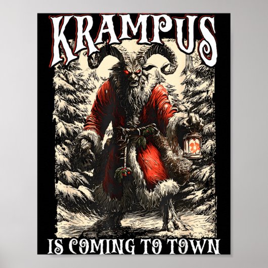 Retro Creepmas Krampus Is Coming To Town Dark Humo Poster (Vorne)