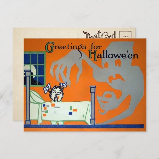 Retro Creepy Halloween Ghost Postkarte (Vorne/Hinten)