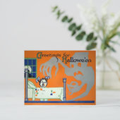 Retro Creepy Halloween Ghost Postkarte (Stehend Vorderseite)