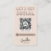 Retro Creme Beige Trendy Logo Social Media QR Code Visitenkarte (Vorderseite)