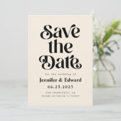 Retro-Creme-Hochzeit speichert das Datum Save The Date (Stehend Vorderseite)