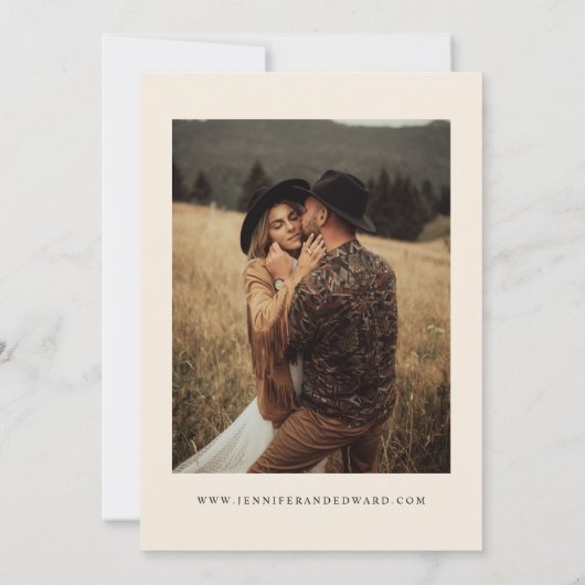 Retro-Creme-Hochzeit speichert das Datum Save The Date (Rückseite)