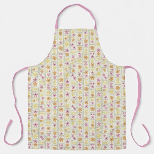 Retro-Cremepatchwork-Blumen Groß Schürze (Vorderseite)