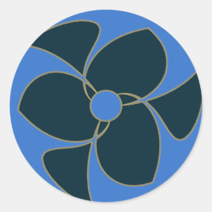 Retro Crescent Spiral Triquera Aquamarin Runder Aufkleber