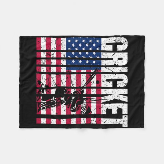 Retro Cricket American Flag Design  Fleecedecke (Vorderseite (Horizontal))