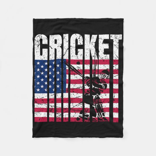 Retro Cricket American Flag Design  Fleecedecke (Vorderseite)