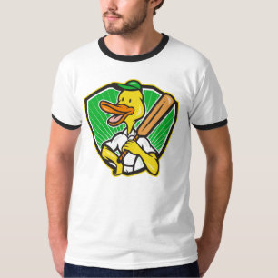 Retro-Cricket-Cartoon-Ente T-Shirt