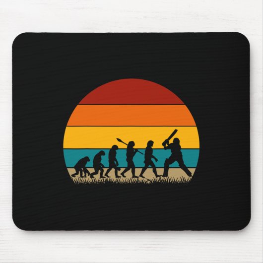 Retro Cricket Evolution - Lustiges Cricket Mousepad (Vorne)