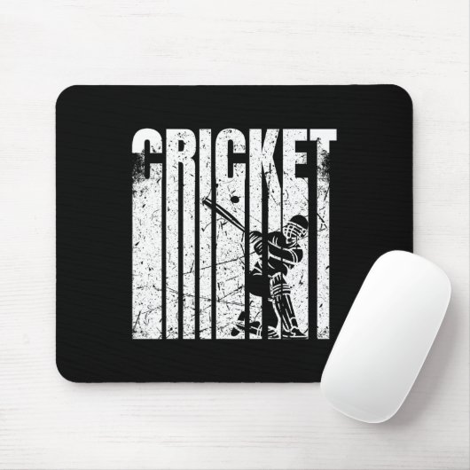 Retro Cricket Player Tter Design Mousepad (Mit Mouse)
