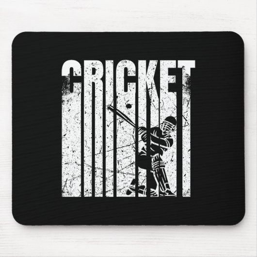 Retro Cricket-Spieler Tter Design Mousepad (Vorne)