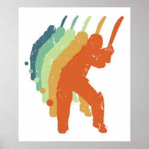 Retro Cricket Sports Player, Cricket Game Lover Poster