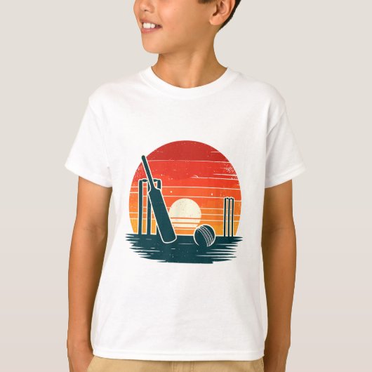 Retro Cricket T Cricketspieler Tsman Bowler T-Shirt (Vorderseite)