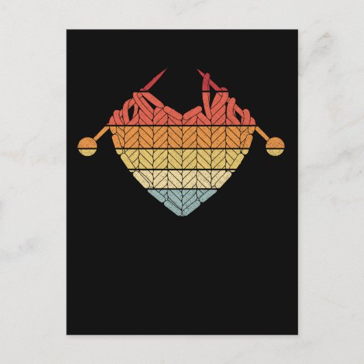 Retro Crochet Garn Herz Hobby Liebe Postkarte (Vorderseite)