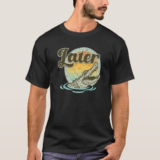 Retro Crocodile Später nehmen Sunset Nature Lazy C T-Shirt (Vorderseite)