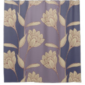 Retro-Crocus Tapete in blauen Lila Duschvorhang (Vorderseite)