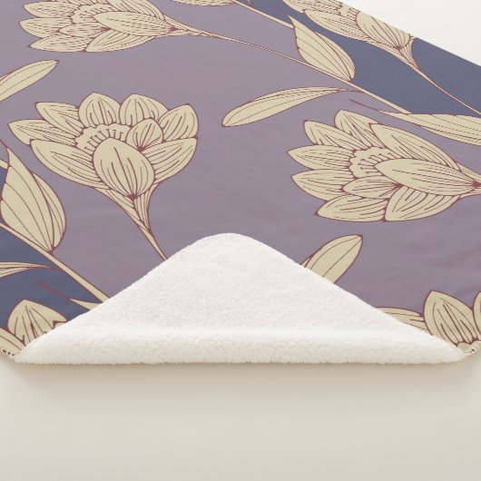 Retro-Crocus Tapete in blauen Lila Sherpadecke (3/4)