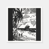 Retro Cruise Ship Paper Napkin Serviette (Vorderseite)