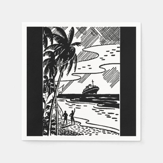 Retro Cruise Ship Paper Napkin Serviette (Vorderseite)