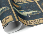 Retro Cruiser in Deep Space Geschenkpapier (Rolleneckpunkt)
