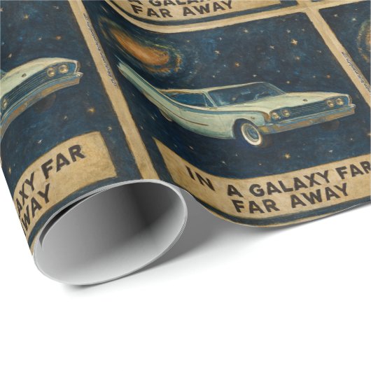 Retro Cruiser in Deep Space Geschenkpapier (Rolleneckpunkt)