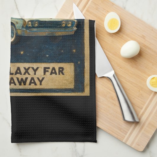 Retro Cruiser in Deep Space  Geschirrtuch (Viertel Falte)