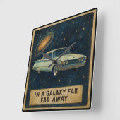Retro Cruiser in Deep Space Quadratische Wanduhr (Winkel)