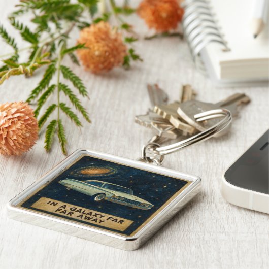 Retro Cruiser in Deep Space Schlüsselanhänger (Seite)