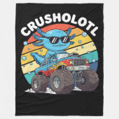 Retro Crusholotl Axolotl Monster Truck Art Fleecedecke (Vorderseite)