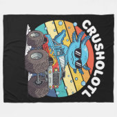 Retro Crusholotl Axolotl Monster Truck Art Fleecedecke (Vorderseite (Horizontal))