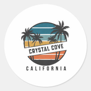 Retro Crystal Cove State Park Kalifornien Surfbret Runder Aufkleber
